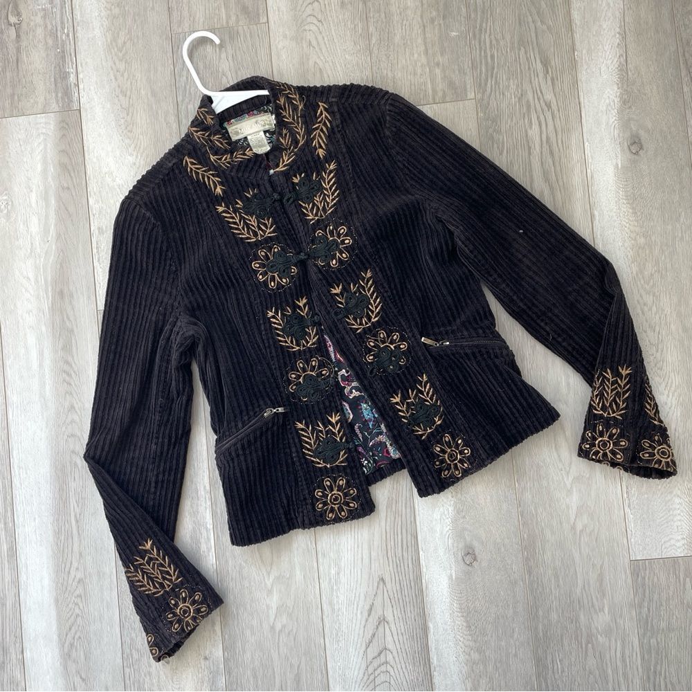 Mur Mur Blazer Corduroy Embroidered Jacket Purple (large) vintage regal asian